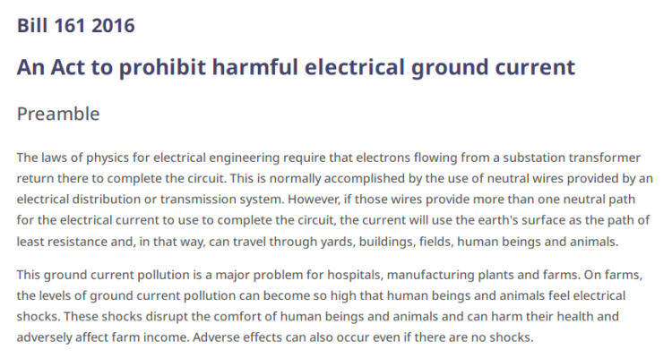 Bill 161, Elimination of Ground Current Pollution Act, 2016